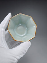 Load image into Gallery viewer, Pair of Matching 90ml Octagon Azure Ruyao Teacups 天青汝窑八角对杯