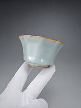 Load image into Gallery viewer, Pair of Matching 90ml Octagon Azure Ruyao Teacups 天青汝窑八角对杯