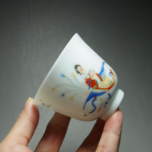 Load image into Gallery viewer, Fairy with Phoenix on the Way to the Banquet Falangcai Porcelain Teacup 珐琅彩瑶池赴宴杯 95ml