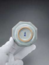 Load image into Gallery viewer, Pair of Matching 90ml Octagon Azure Ruyao Teacups 天青汝窑八角对杯