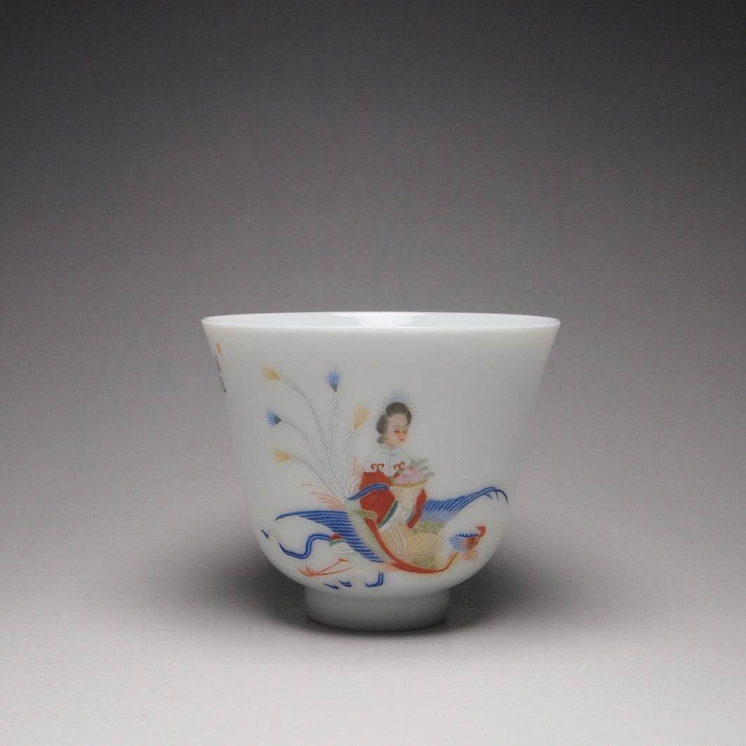 Fairy with Phoenix on the Way to the Banquet Falangcai Porcelain Teacup 珐琅彩瑶池赴宴杯 95ml
