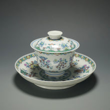Load image into Gallery viewer, Wood Fired Doucai Eight Immortals Jingdezhen Porcelain Gaiwan & Saucer Set 柴窑斗彩暗八仙盖碗