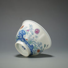 Load image into Gallery viewer, Wood Fired Doucai Butterfly and Flowers Jingdezhen Porcelain Teacup 柴窑斗彩花蝶杯 115ml