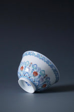 Load image into Gallery viewer, Wood Fired Doucai Flower Buds Jingdezhen Porcelain Teacup 柴窑斗彩花苞纹样杯 100ml