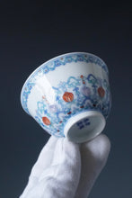 Load image into Gallery viewer, Wood Fired Doucai Flower Buds Jingdezhen Porcelain Teacup 柴窑斗彩花苞纹样杯 100ml