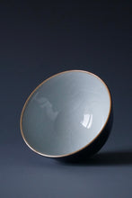 Load image into Gallery viewer, 120ml Jilan Blue Ruyao Chicken Heart Teacup 善窑汝窑霁蓝鸡心杯