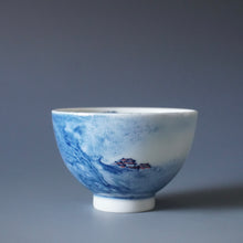 Load image into Gallery viewer, 100ml Qinghua Hermit Jingdezhen Porcelain Teacup by KuangShi 青花匡石手绘泼墨隐士杯