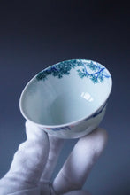 Load image into Gallery viewer, 115ml Qinghua Bird and Branches Jingdezhen Porcelain Teacup by KuangShi 青花匡石手绘枝鸟杯