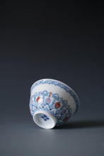 Load image into Gallery viewer, Wood Fired Doucai Flower Buds Jingdezhen Porcelain Teacup 柴窑斗彩花苞纹样杯 100ml