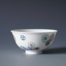 Load image into Gallery viewer, Wood Fired Doucai Hydrangea Jingdezhen Porcelain Teacup 柴窑斗彩绣球花杯 110ml