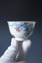 Load image into Gallery viewer, Wood Fired Doucai Morning Glory Jingdezhen Porcelain Teacup 柴窑斗彩牵牛花杯 115ml