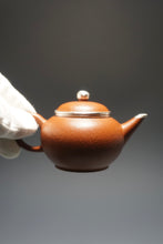 Load image into Gallery viewer, Repaired Silver Rim Zhuni Dahongpao Shuiping Yixing Teapot 朱泥大红袍包银小水平 105ml