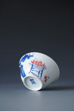 Load image into Gallery viewer, 50ml Qinghua Cherries Porcelain Teacup by KuangShi 青花匡石樱桃芭蕉杯