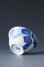 Load image into Gallery viewer, 50ml Qinghua Cherries Porcelain Teacup by KuangShi 青花匡石樱桃芭蕉杯