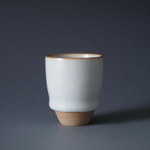 Load image into Gallery viewer, 55ml Shan Kilns Dripping Moon White Ruyao Tall Teacup 善窑汝窑月白流釉杯