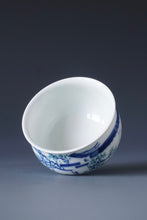Load image into Gallery viewer, 80ml Qinghua Hometown Courtyard Porcelain Teacup by KuangShi 青花匡石故乡庭院杯