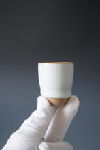 Load image into Gallery viewer, 55ml Shan Kilns Dripping Moon White Ruyao Tall Teacup 善窑汝窑月白流釉杯