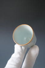 Load image into Gallery viewer, 55ml Shan Kilns Dripping Moon White Ruyao Tall Teacup 善窑汝窑月白流釉杯