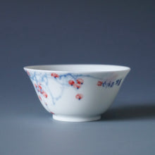 Load image into Gallery viewer, 60ml Qinghua Birds Jingdezhen Porcelain Teacup by KuangShi 青花匡石手绘花鸟早春杯