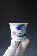 Load image into Gallery viewer, 90ml Qinghua Rooster Porcelain Teacup by KuangShi 青花匡石荫满中庭杯