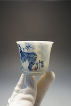 Load image into Gallery viewer, 90ml Qinghua Rooster Porcelain Teacup by KuangShi 青花匡石荫满中庭杯