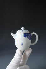 Load image into Gallery viewer, Qinghua Spider and Banana Leaf Jingdezhen Fine Porcelain Teapot by Master KuangShi 青花匡石蛛网芭蕉高仕壶 110ml