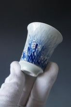 Load image into Gallery viewer, 60ml Qinghua Early Spring Sparrow Jingdezhen Porcelain Teacup by KuangShi 青花匡石手绘麻雀春早杯
