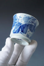 Load image into Gallery viewer, 85ml Qinghua Birds and Banana Tree Porcelain Teacup by KuangShi 青花匡石手绘花鸟蕉荫杯