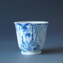 Load image into Gallery viewer, 85ml Qinghua Gourd Porcelain Teacup by KuangShi 青花匡石葫芦多福杯
