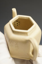 Load image into Gallery viewer, Fully Handmade Pear Skin Benshan Duanni Hexagon Xiaojinzhong Teapot with carvings by Liu Wei 全手工刘伟梨皮本山段六方小金钟 110ml