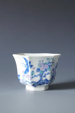 Load image into Gallery viewer, Wood Fired Doucai Hexagon Swallow Jingdezhen Porcelain Teacup 柴窑斗彩六角燕子杯 110ml