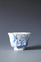 Load image into Gallery viewer, Wood Fired Doucai Hexagon Swallow Jingdezhen Porcelain Teacup 柴窑斗彩六角燕子杯 110ml