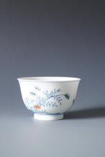 Load image into Gallery viewer, Wood Fired Doucai Butterfly and Flowers Jingdezhen Porcelain Teacup 柴窑斗彩花蝶杯 115ml