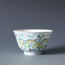 Load image into Gallery viewer, Doucai Double Dragon Jingdezhen Porcelain Teacup 斗彩双龙杯 125ml