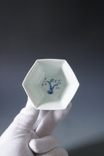 Load image into Gallery viewer, Wood Fired Doucai Hexagon Swallow Jingdezhen Porcelain Teacup 柴窑斗彩六角燕子杯 110ml