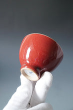 Load image into Gallery viewer, Red Ruyao Tall Chicken Heart Teacup by Shan Kilns 善窑汝窑霁红高鸡心杯 110ml