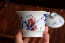 Load image into Gallery viewer, Qinghua Youlihong Jingdezhen Porcelain Gaiwan with Bamboo Motif 青花釉里红盖碗