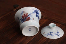 Load image into Gallery viewer, Qinghua Youlihong Jingdezhen Porcelain Gaiwan with Bamboo Motif 青花釉里红盖碗