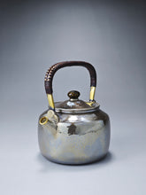 Load image into Gallery viewer, 999 Pure Silver Handmade Loop-Handled Teapot with Gold Plated Spout 紫皮提梁壶 185ml