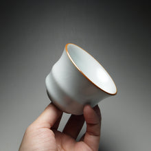 Load image into Gallery viewer, 100ml Moon White Ruyao Bamboo Shape Teacup, 月白汝窑茶杯