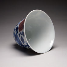 Load image into Gallery viewer, Qinghua Youlihong Peacock Flower Goddess Teacup, 青花釉里红缠枝孔雀花神杯