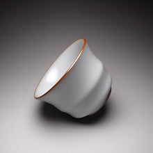 Load image into Gallery viewer, 100ml Moon White Ruyao Bamboo Shape Teacup, 月白汝窑茶杯