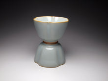 Load image into Gallery viewer, Pair of Matching 50ml Four-Lobed Azure Ruyao Teacups, 天青汝窑四瓣对杯