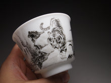 Load image into Gallery viewer, Mocai Tiger Tianbai Porcelain Teacup 墨彩老虎杯