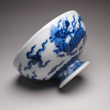 Load image into Gallery viewer, Qinghua Kirin High-Base Jingdezhen Porcelain Teacup, 青花高足宽口杯(麒麟)