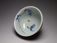 Load image into Gallery viewer, 120ml Fanggu Technique Bird and Bamboo Jihong and Qinghua Porcelain Teacup 璟色堂霁红杯