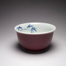 Load image into Gallery viewer, 120ml Fanggu Technique Bird and Bamboo Jihong and Qinghua Porcelain Teacup 璟色堂霁红杯