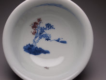 Load image into Gallery viewer, 120ml Fanggu Technique On the Lake, Jihong and Qinghua Porcelain Teacup 青花霁红杯