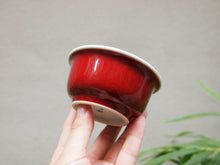 Load image into Gallery viewer, 120ml Fanggu Technique Kitten, Jihong and Qinghua Porcelain Teacup 青花霁红杯