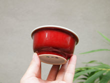 Load image into Gallery viewer, 120ml Fanggu Technique Kitten, Jihong and Qinghua Porcelain Teacup 青花霁红杯